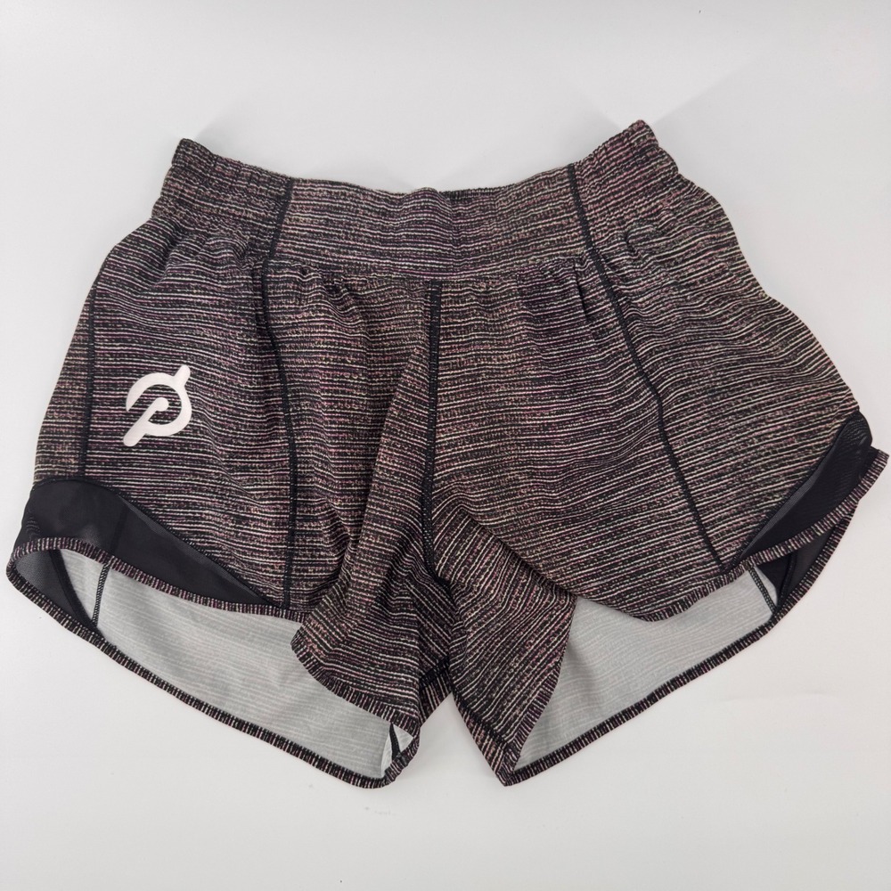 Lululemon Hotty Hot Short II Tall Women 6 Pink Black Space Dye Peloton Athletic